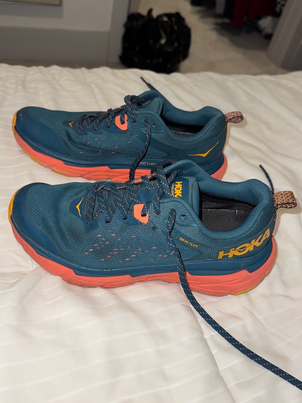 Hoka Teal & Coral Trail Running Shoes